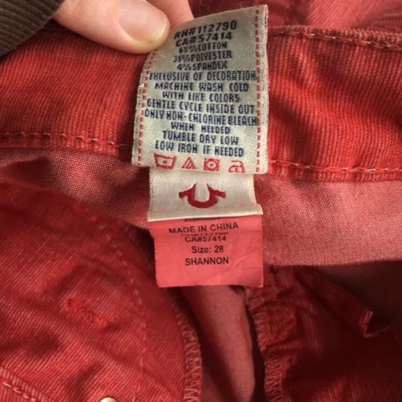 True Religion Corduroy skinny pants red SZ 28 - Picture 5 of 12